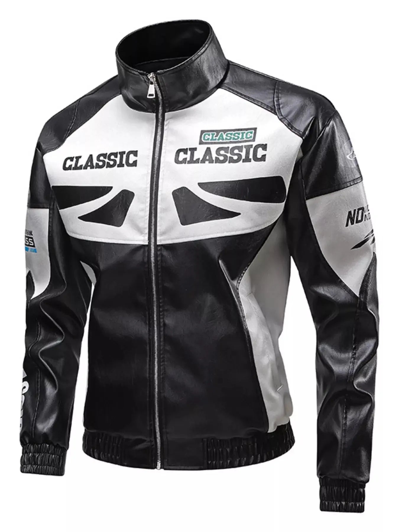 Men's Plus Size Stand Collar Leather Moto Jacket Simply Love