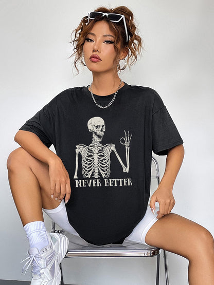 Never Better graphic tee with round neck and short sleeves