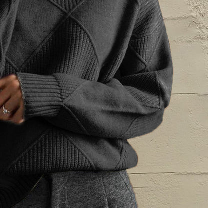 Geometric Turtleneck Long Sleeve Sweater.