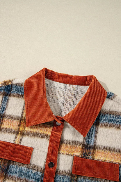 Plaid Plus Size Button-Up Jacket