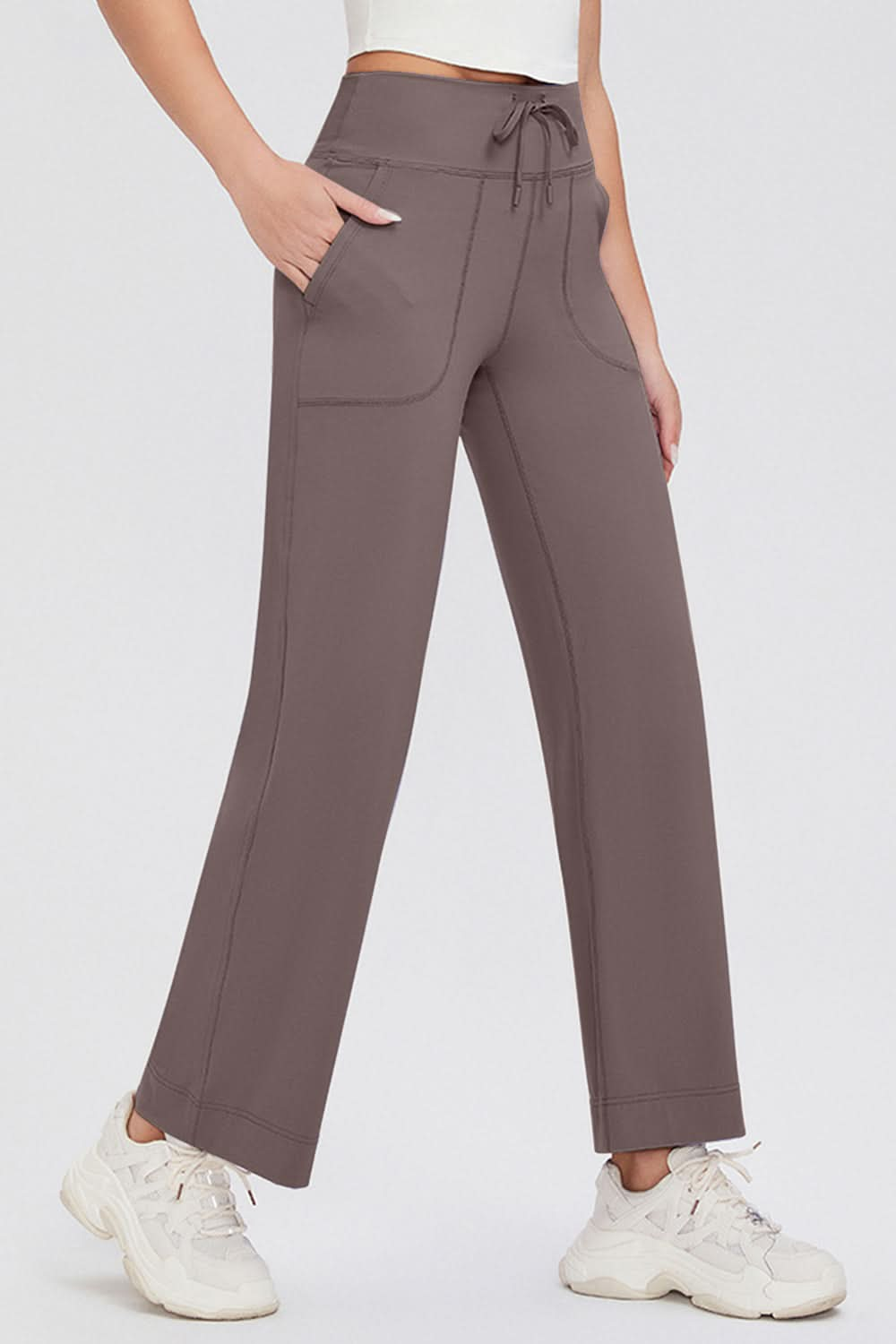 Essential Comfort Drawstring High Waist Pants with Pockets