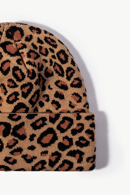 Leopard Pattern Cuffed Beanie.