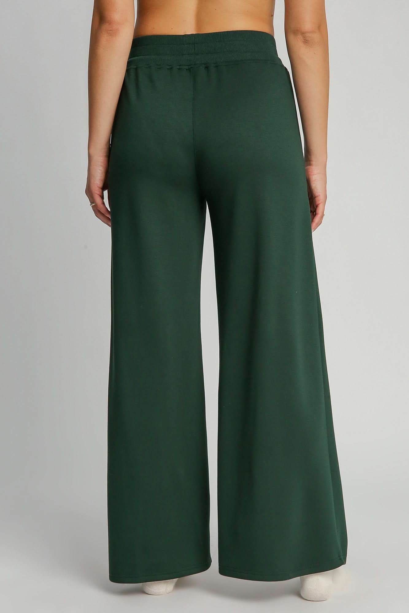 Chic Drawstring Wide Leg Opaque Pants with Pockets