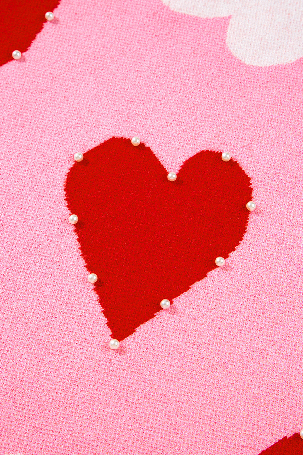 Pink Pearl Embellished Heart Pattern Valentines Day Sweater Dear-Lover Dropshipping