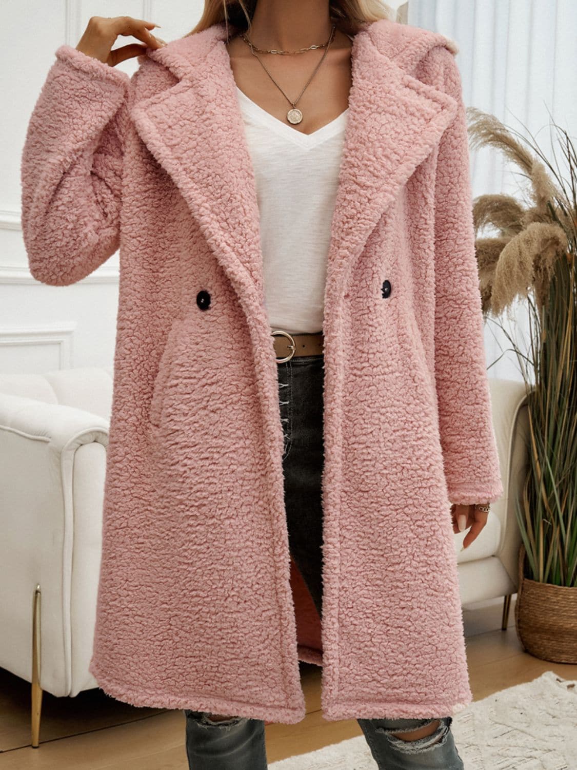 Cozy teddy coat with pockets