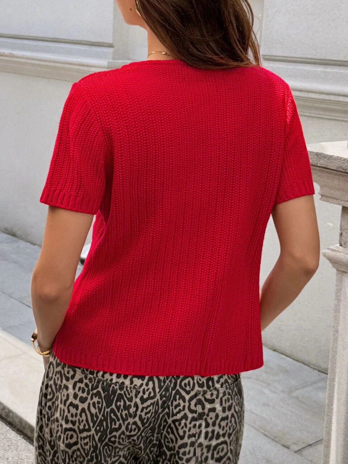 Button Down Short Sleeve Cardigan 95 Percent Acrylic 5 Percent Spandex Imported Simply Love