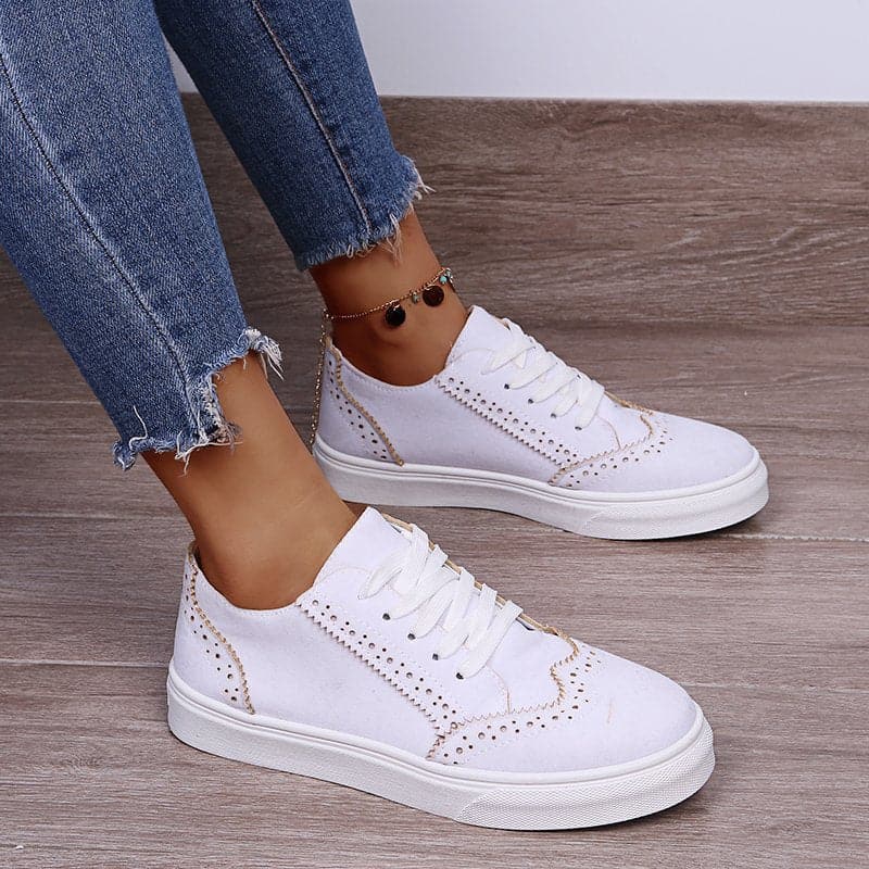 Suede Lace-Up Flat Sneakers.