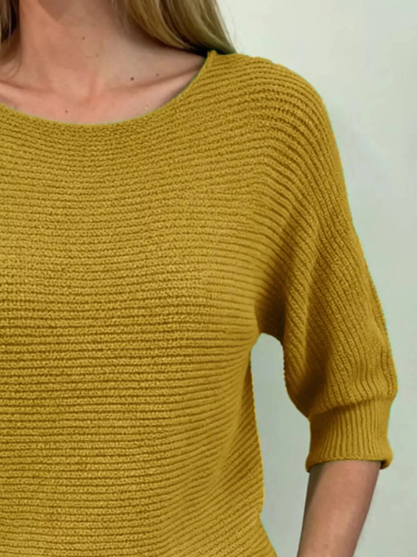 Full Size Ribbed Knit Round Neck Sweater Plus Size Simply Love