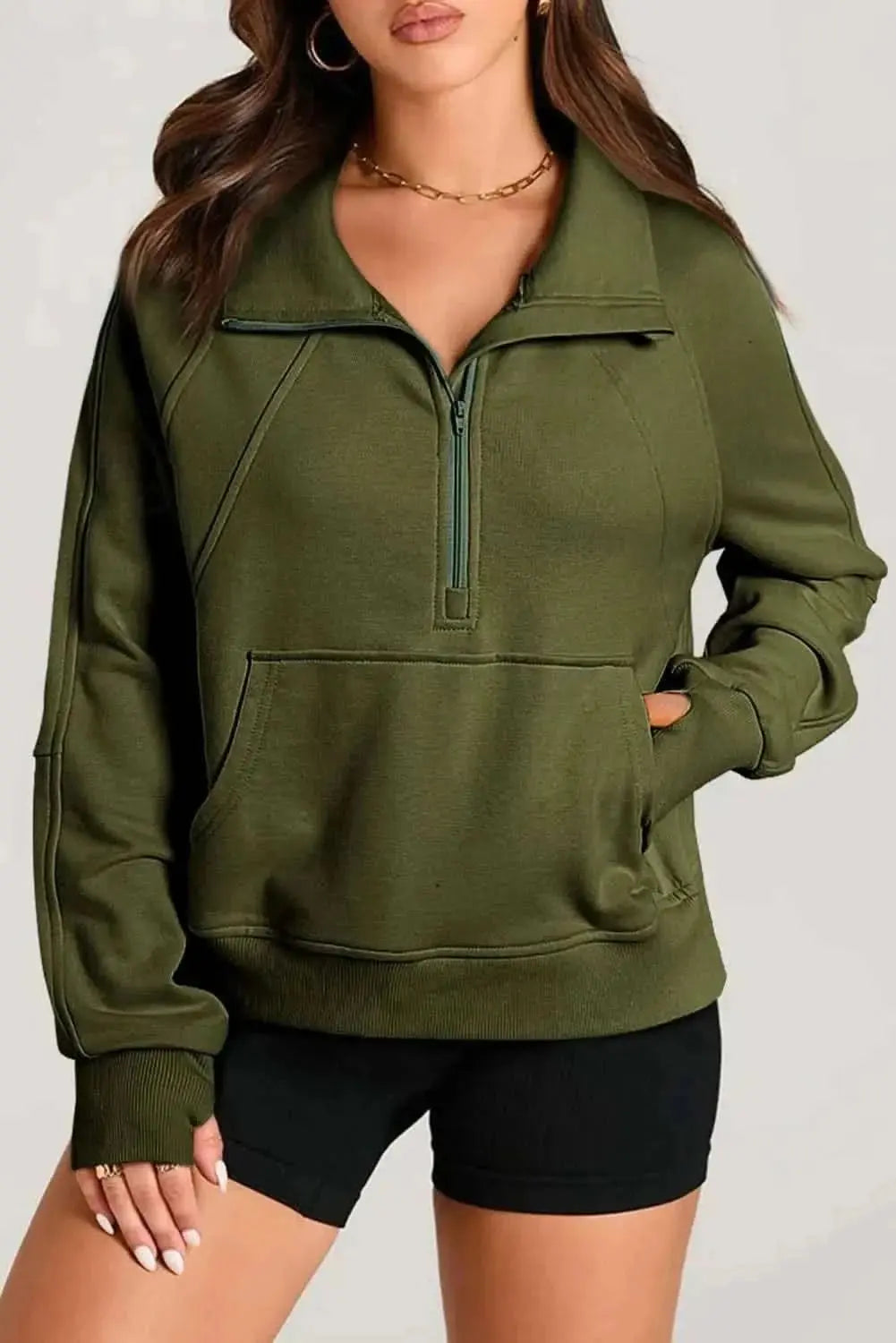 Half Zip Long Sleeve Sweatshirt - Love Salve 