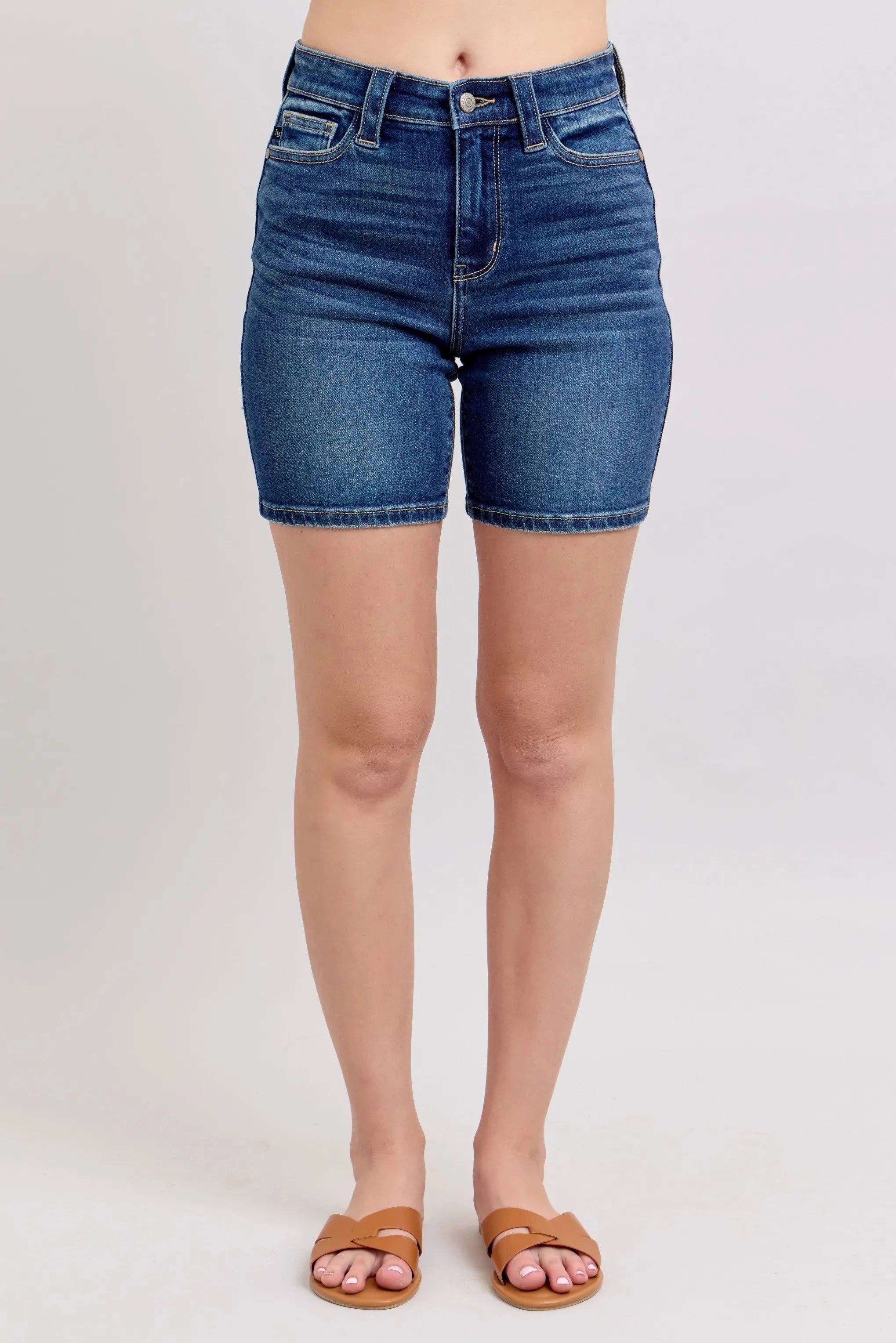 Judy Blue Full Size High Waist Bermudas Jeans W/ Back Flap Pockets Plus Size Coco’s Tee Boutique