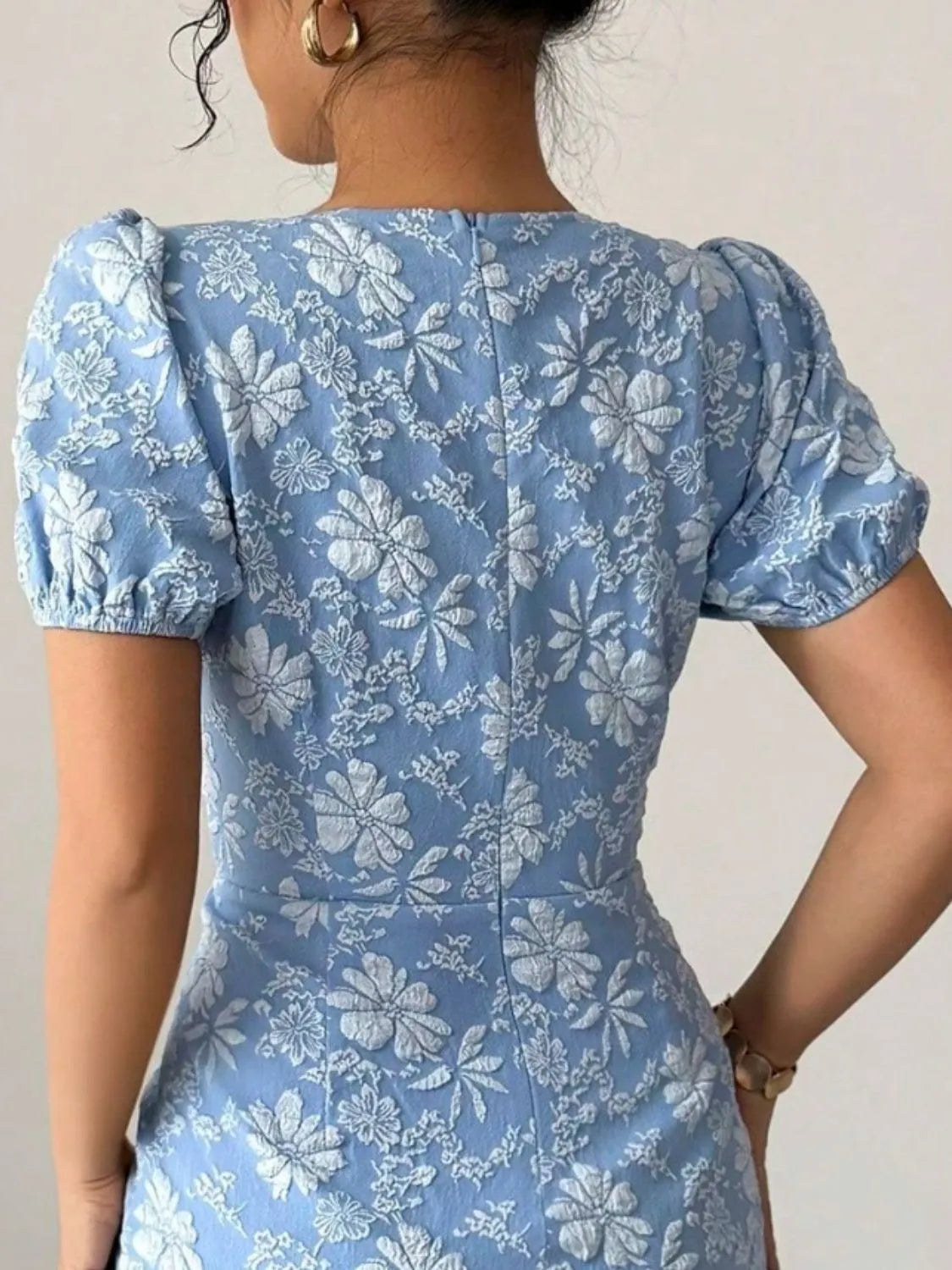 Floral Finesse Ruffle Hem Midi Dress