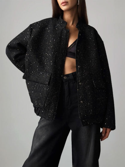 Sparkling Sequin Pocketed Jacket