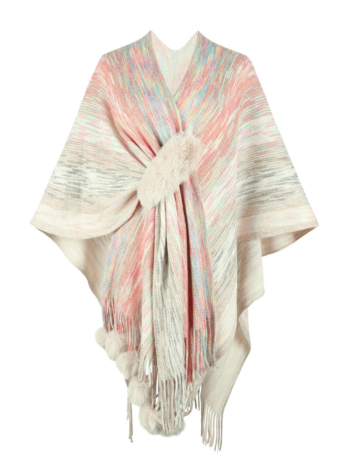 Heathered Fringe Hem Poncho.