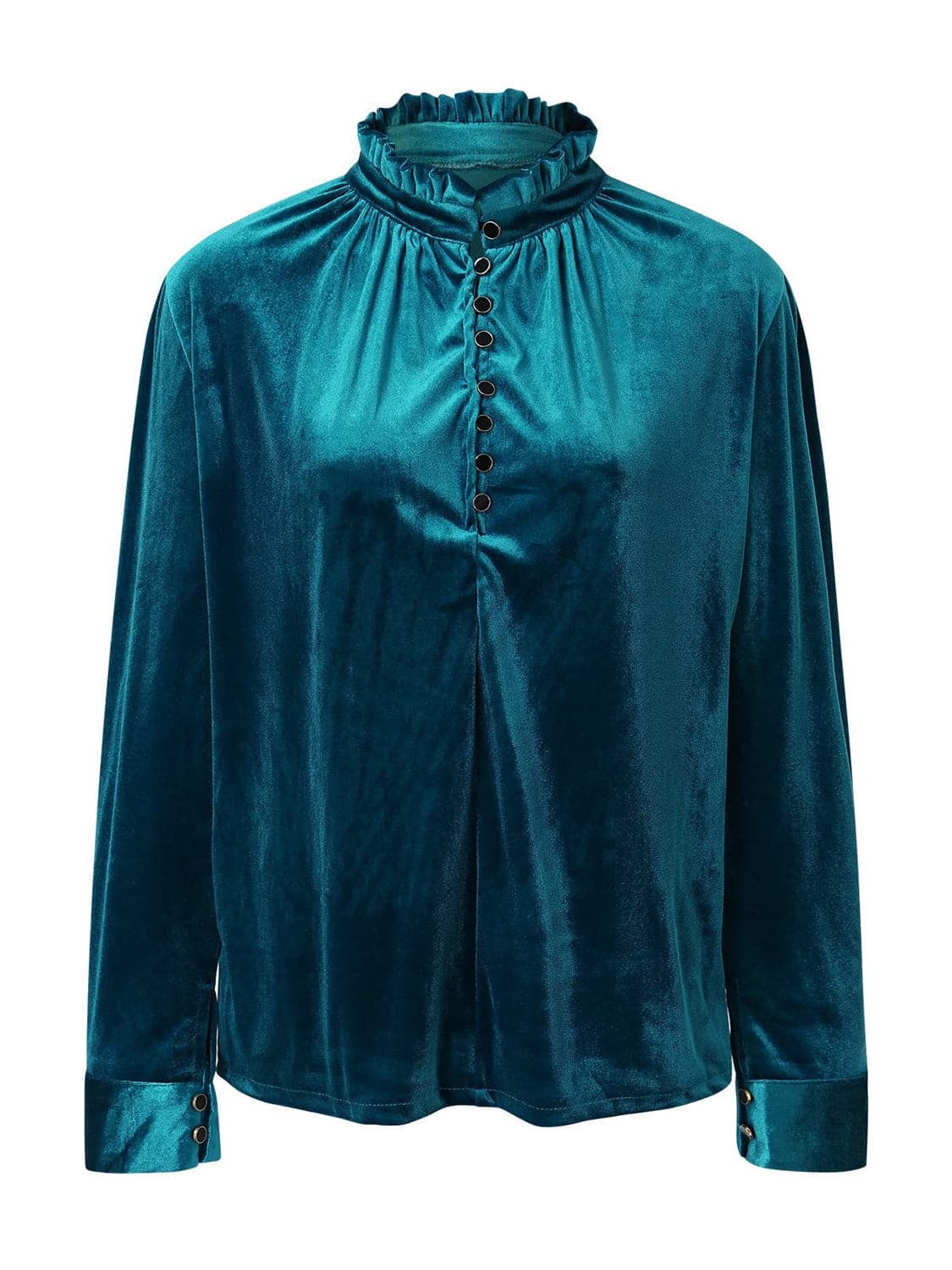 Sheer long sleeve button top