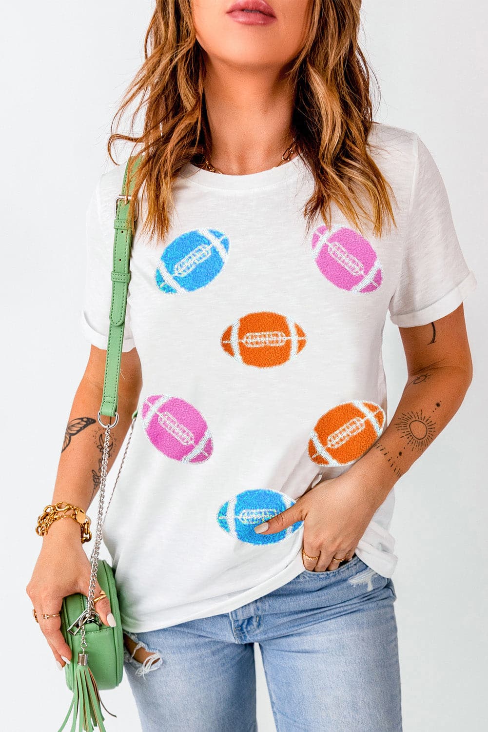 Football Round Neck Short Sleeve T-Shirt.