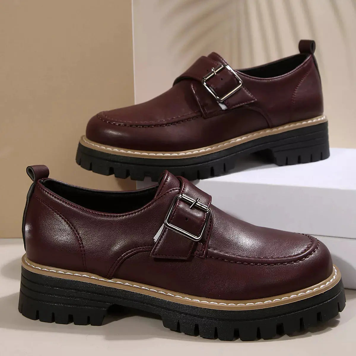 Buckle Accent Chunky Platform Loafers Simply Love
