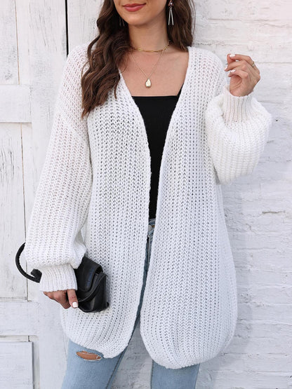 Open Front Dropped Shoulder Longline Cardigan.