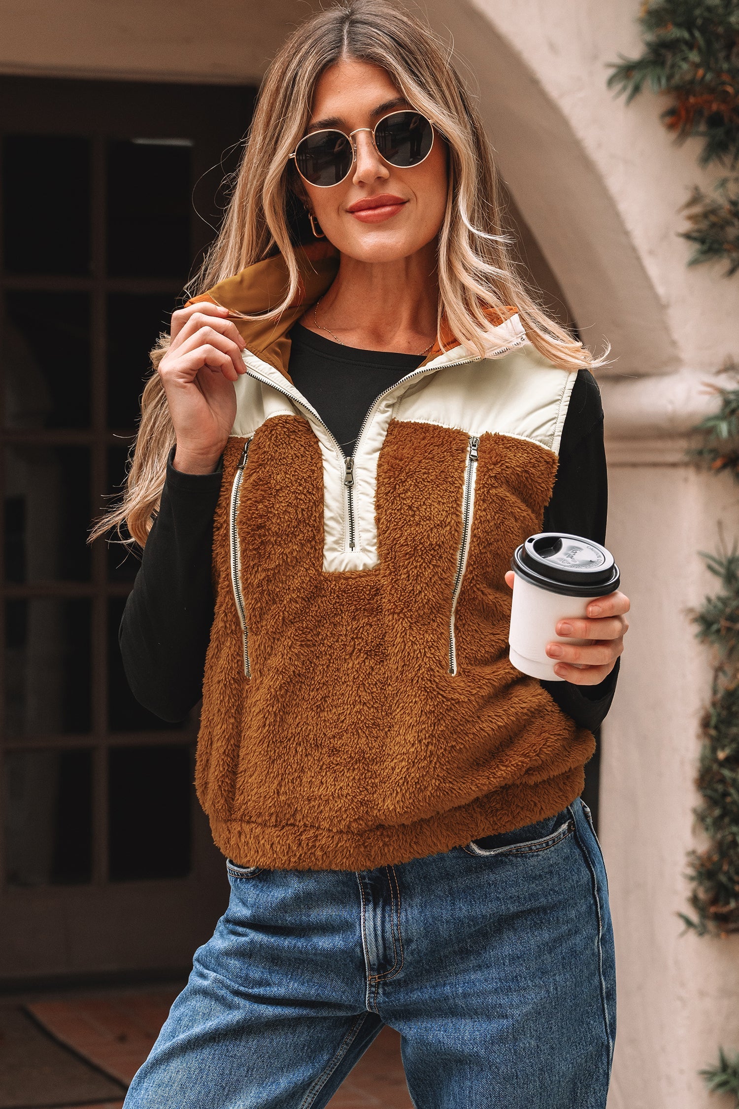 Dear-Lover Color Block Vest Women's Winter Layering Fleece Vest Warm & Cozy Dear-Lover Dropshipping