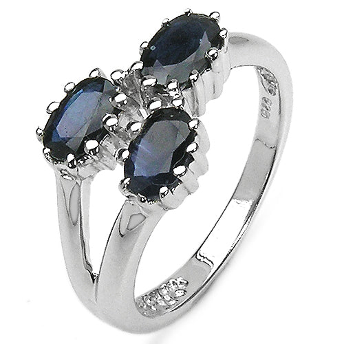 1.44 Carat Genuine Blue Sapphire .925 Sterling Silver Ring