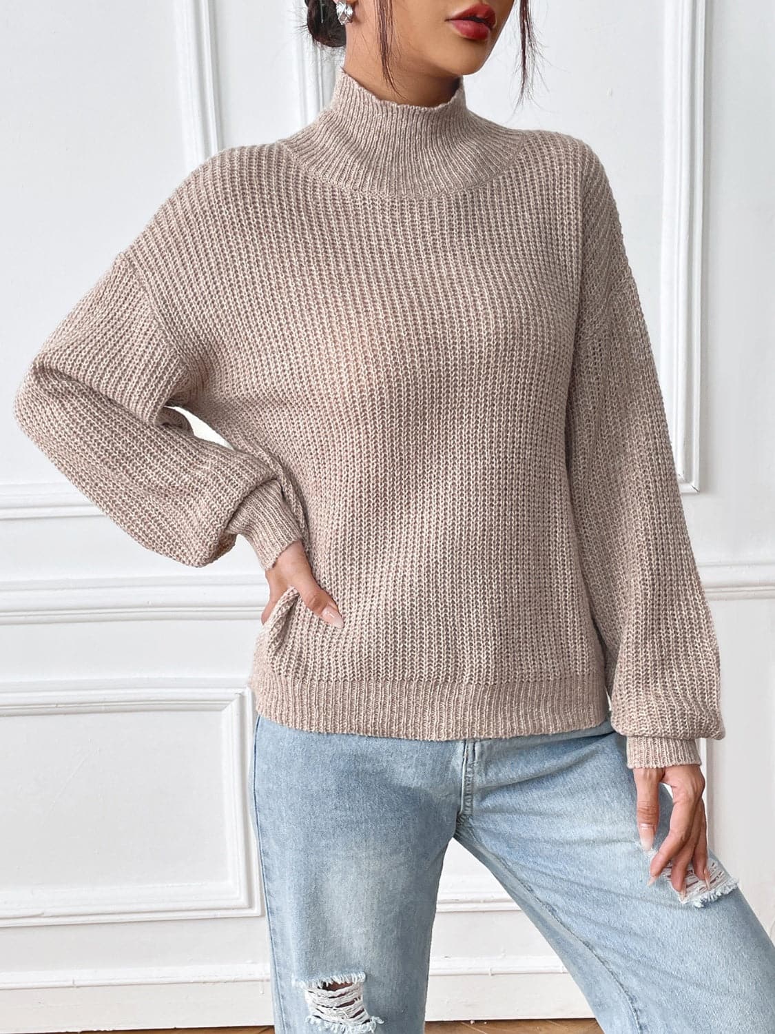 Cozy turtleneck long sleeve pullover sweater