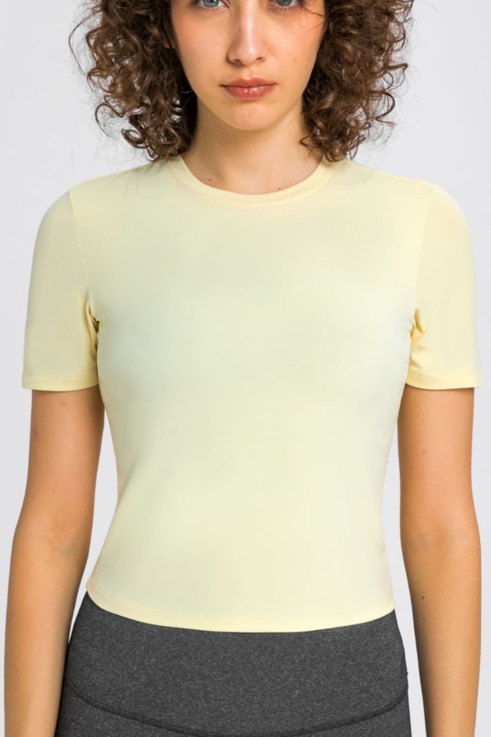 Round Neck Short Sleeve Yoga Tee.