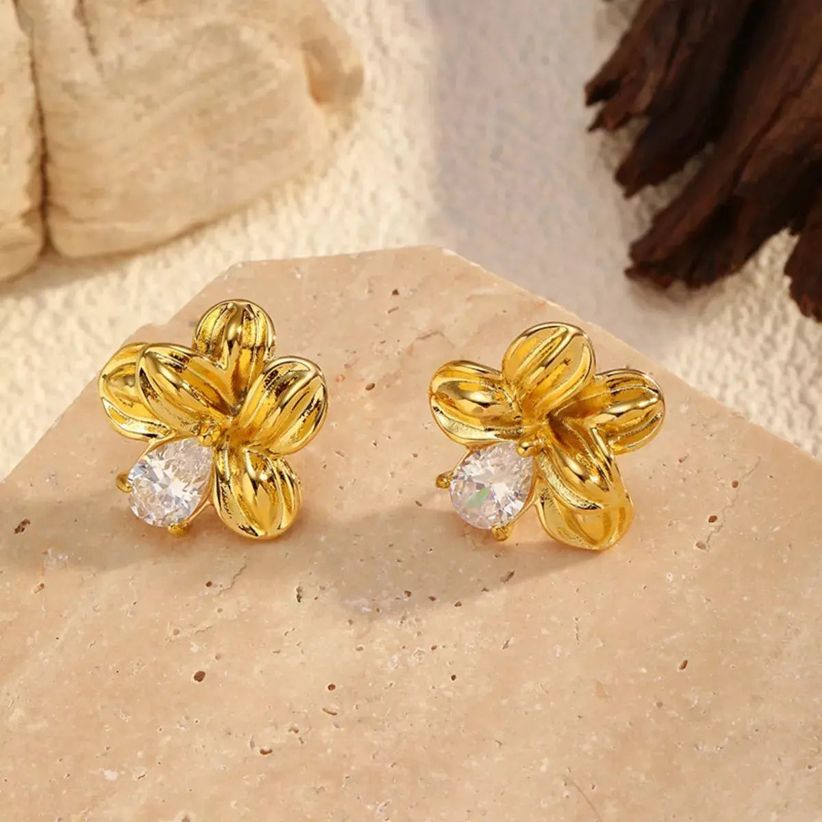 18K Gold-Plated Flower Stud Earrings Simply Love