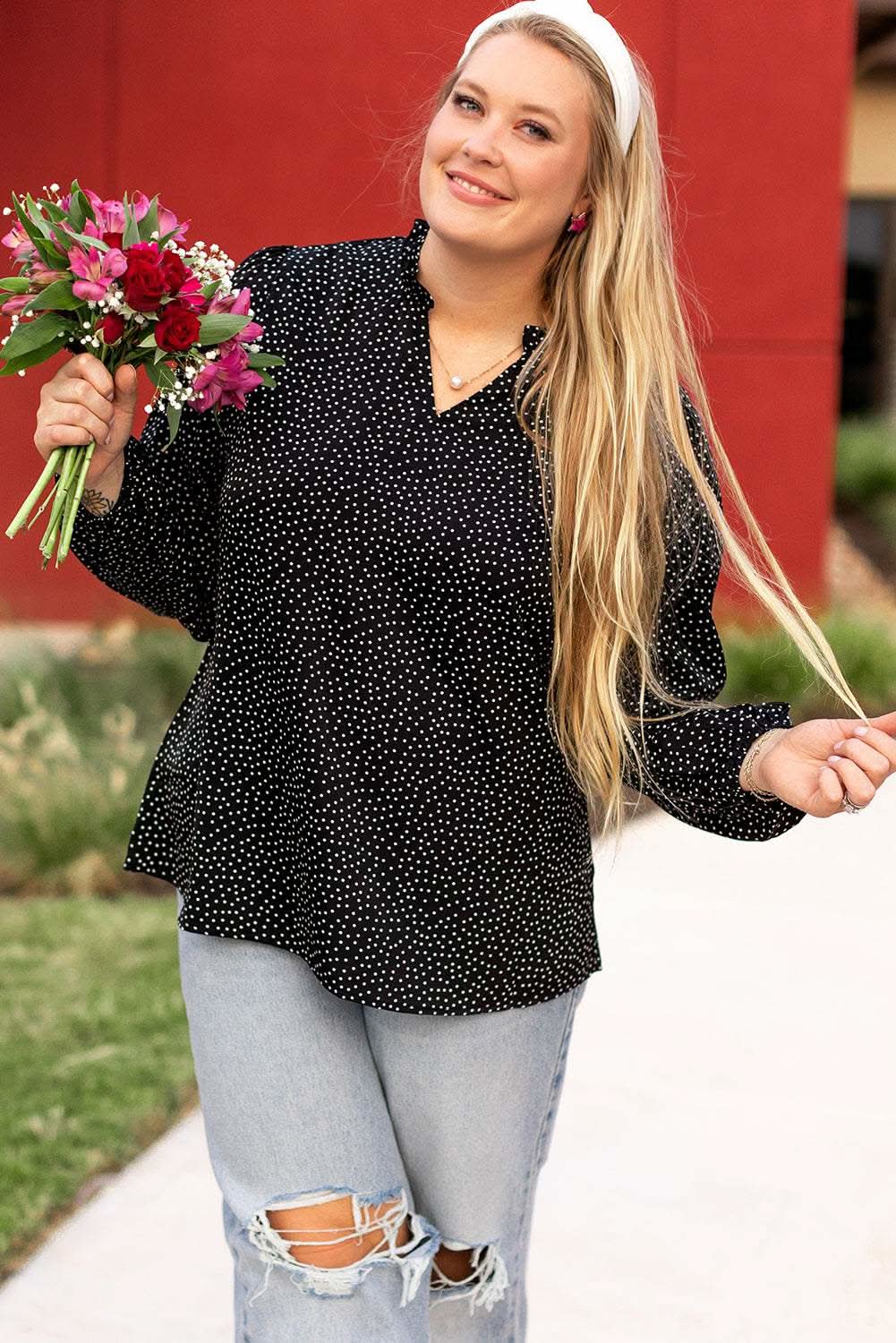 Black leopard print blouse - plus size - Love Salve 