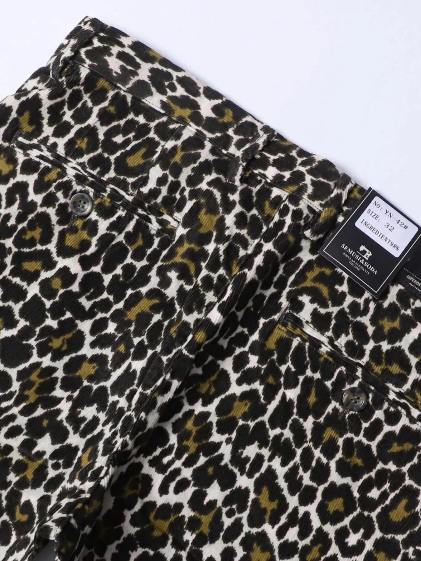 Men's Leopard Print Slim Fit Pants Polyester Spandex Simply Love