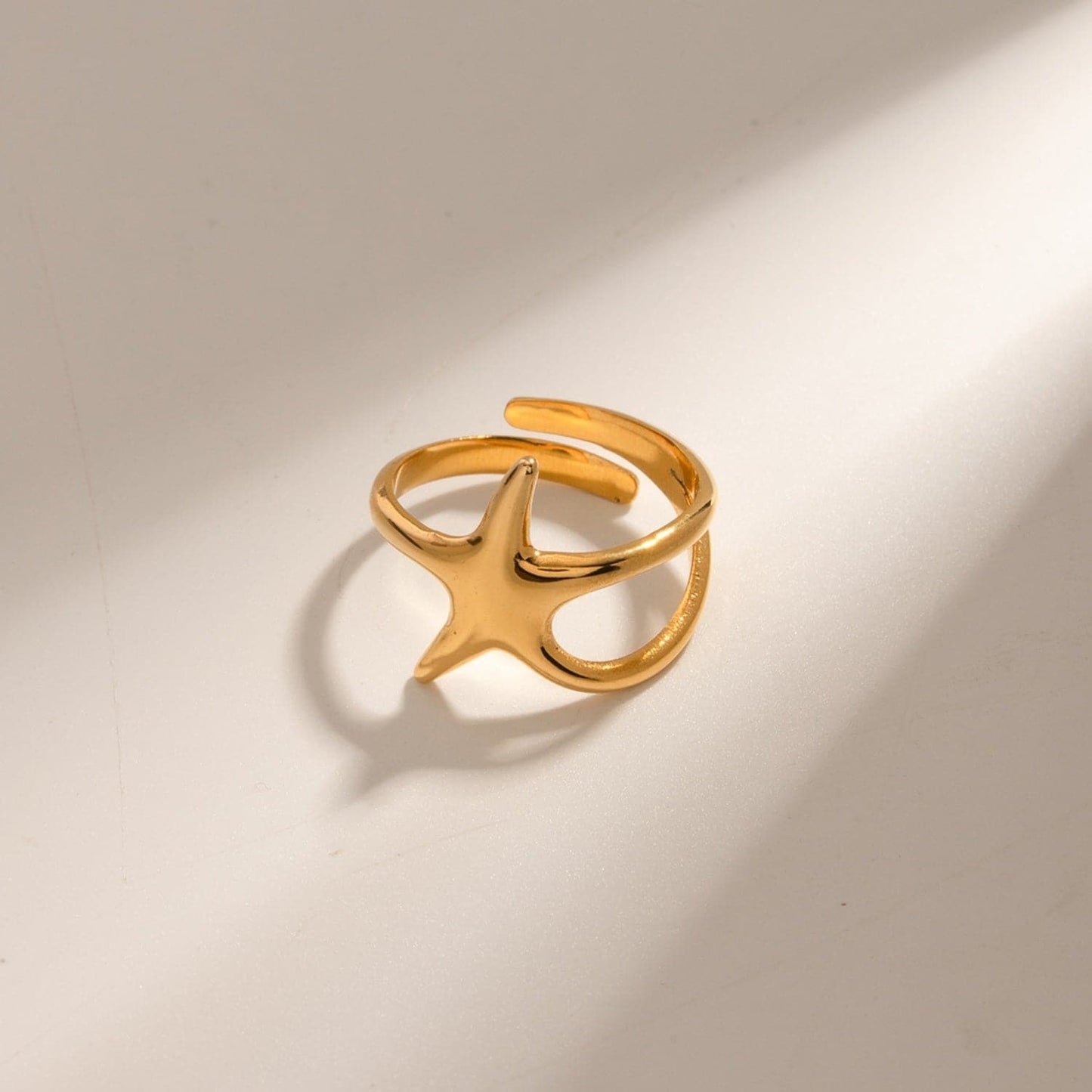 Gold-Plated Stainless Steel Star Ring.