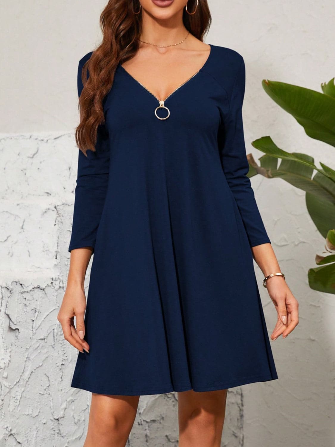 Quarter Zip Long Sleeve Dress.