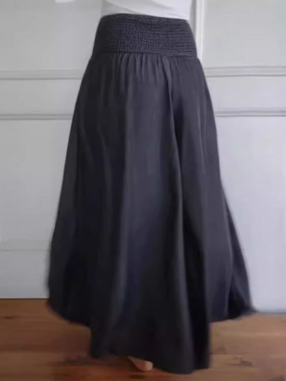 Smocked Wide Leg Pants with Pockets in Full Size