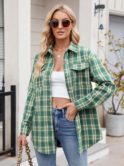 Plaid Button Up Long Sleeve Shirt.