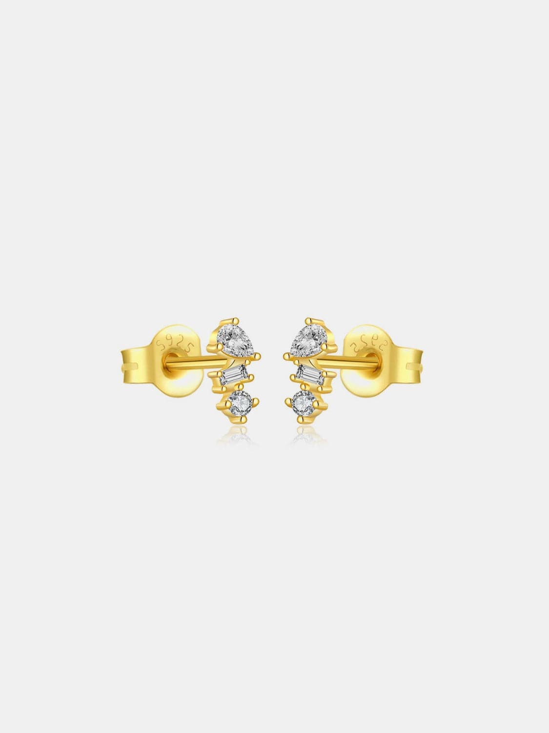 925 Sterling Silver Inlaid Zircon Stud Earrings.