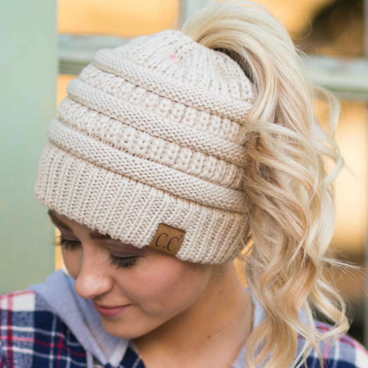C.C Ponytail Beanie - Messy Bun & Ponytail Friendly Coco’s Tee Boutique