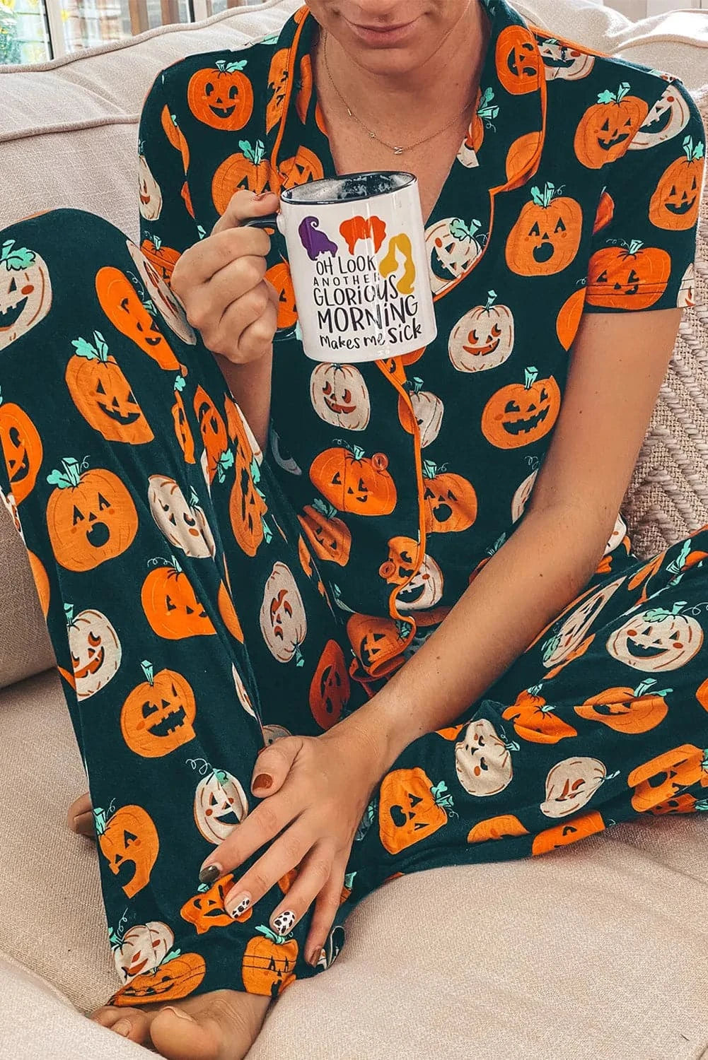 Autumn vibes pumpkin print loungewear set