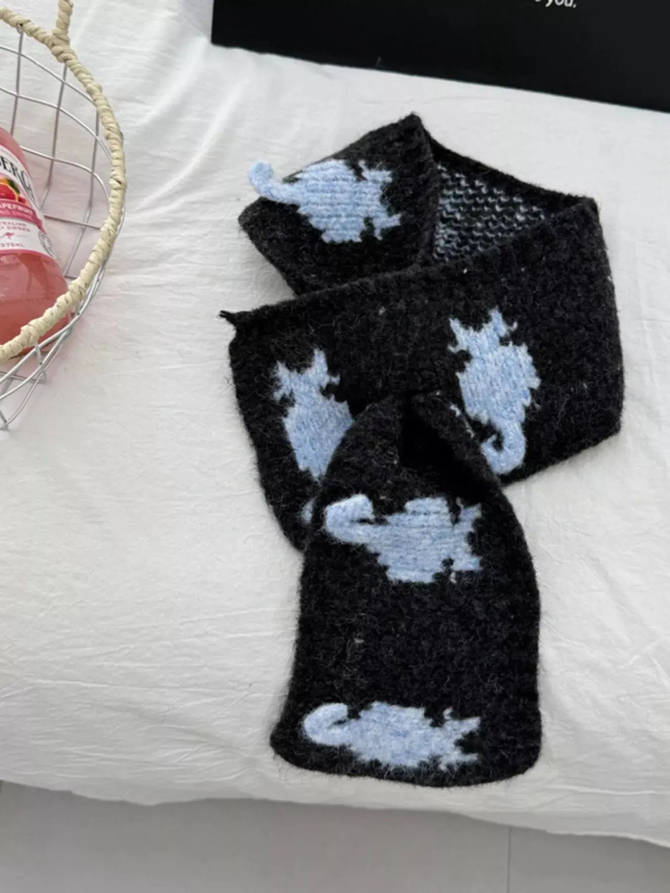 Knitted Contrast Pattern Warm Scarf Simply Love