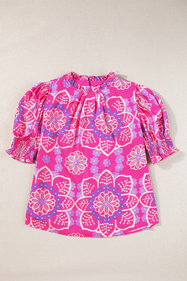 Printed Round Neck Half Sleeve Blouse.