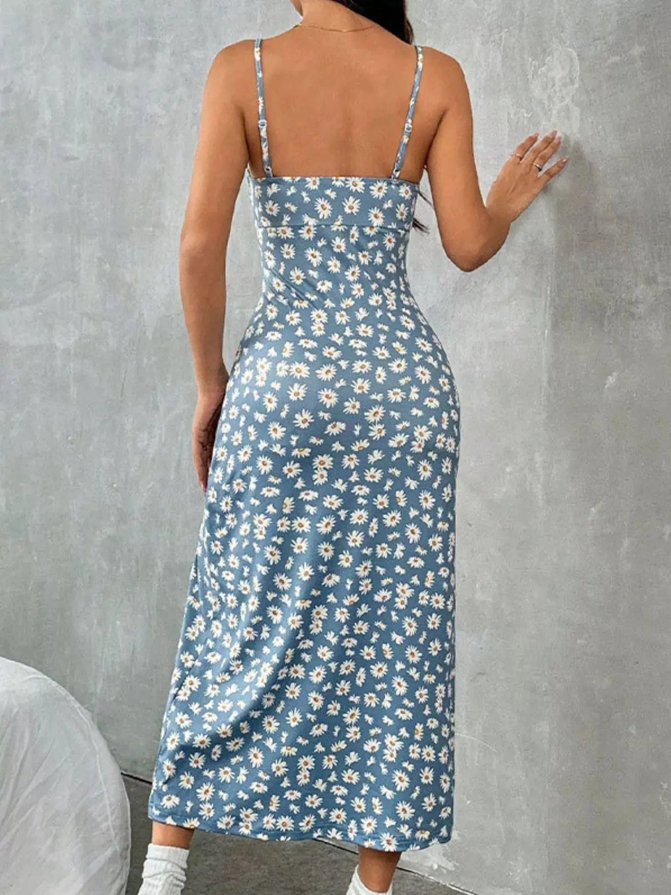 Floral Print High Slit Cami Dress Simply Love