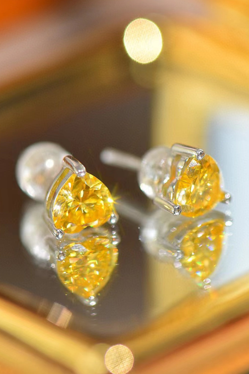 2 Carat Yellow Heart Moissanite Platinum-Plated Earrings Coco’s Tee Boutique