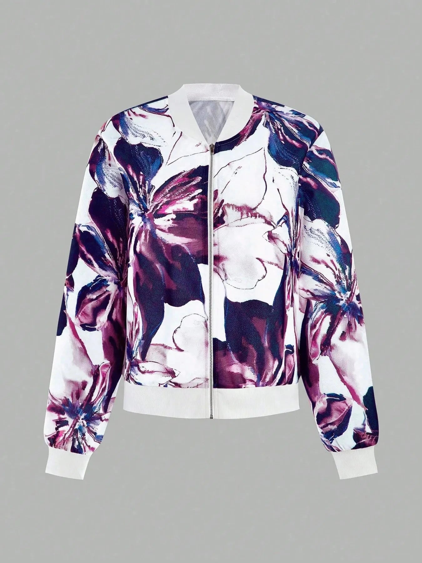 Printed Zip Up Long Sleeve Jacket Coco’s Tee Boutique