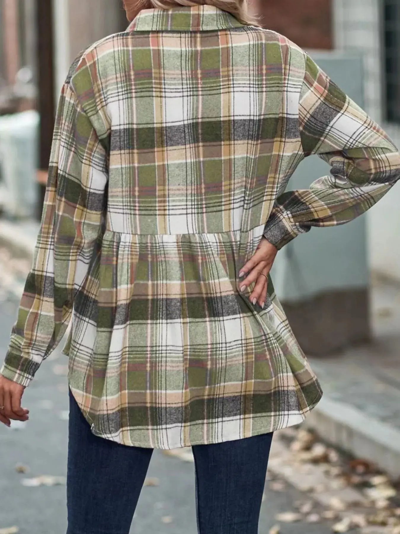 Plaid Button-Down Long Sleeve Shirt Simply Love