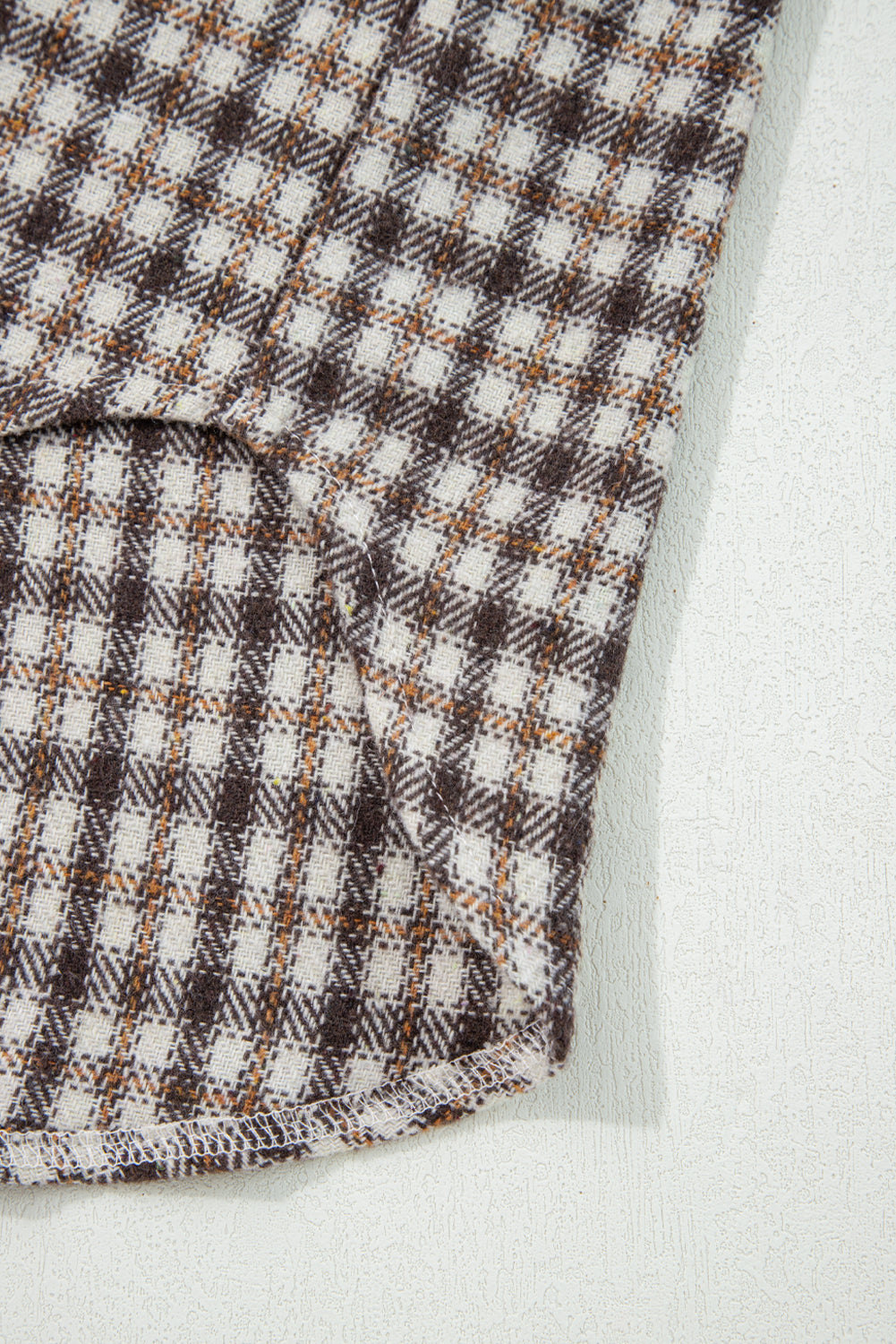 Casual Corduroy Shacket Patchwork Plaid With Flap Pockets