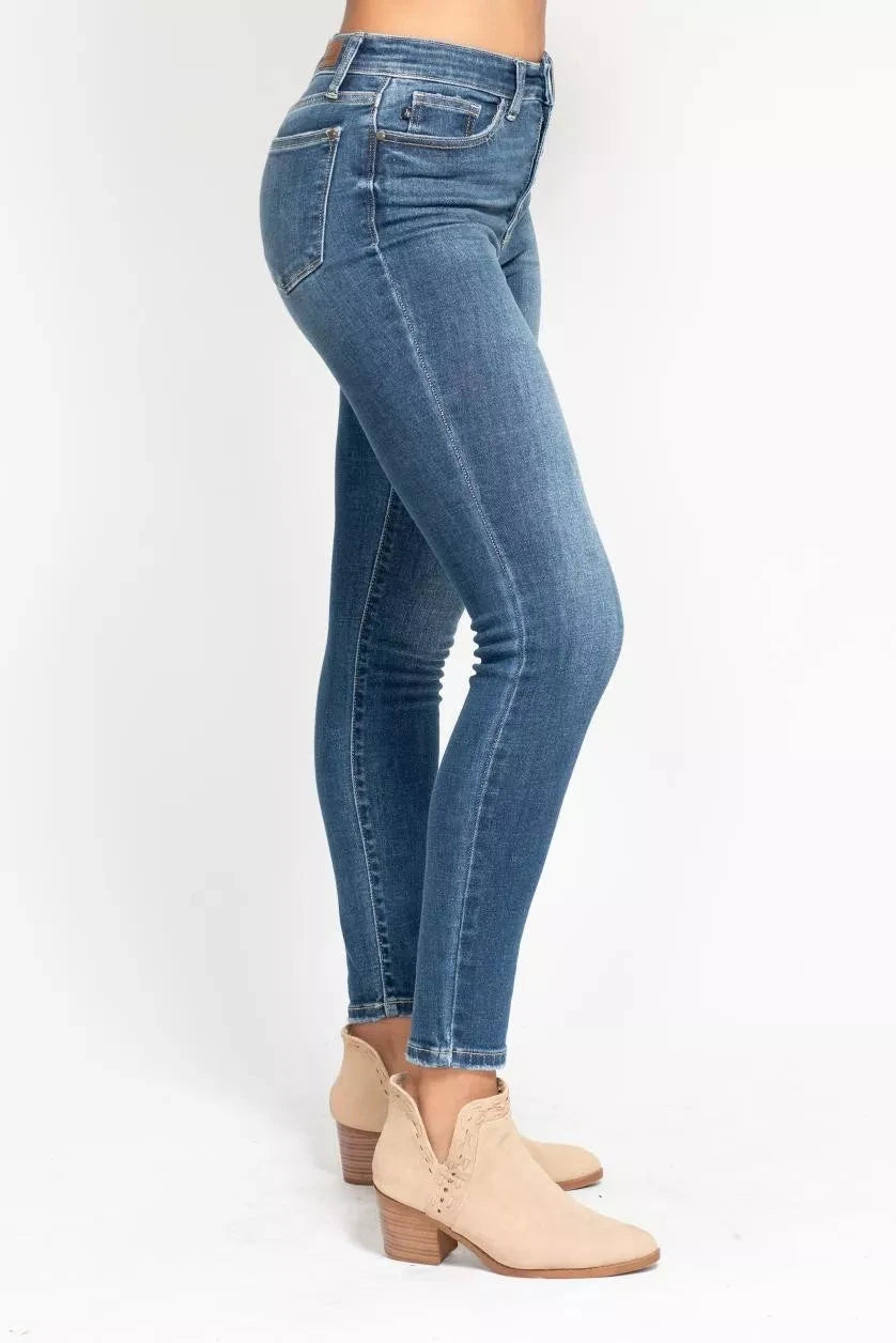 Judy Blue Full Size High Rise Button Fly Skinny Jeans Plus Size Coco’s Tee Boutique