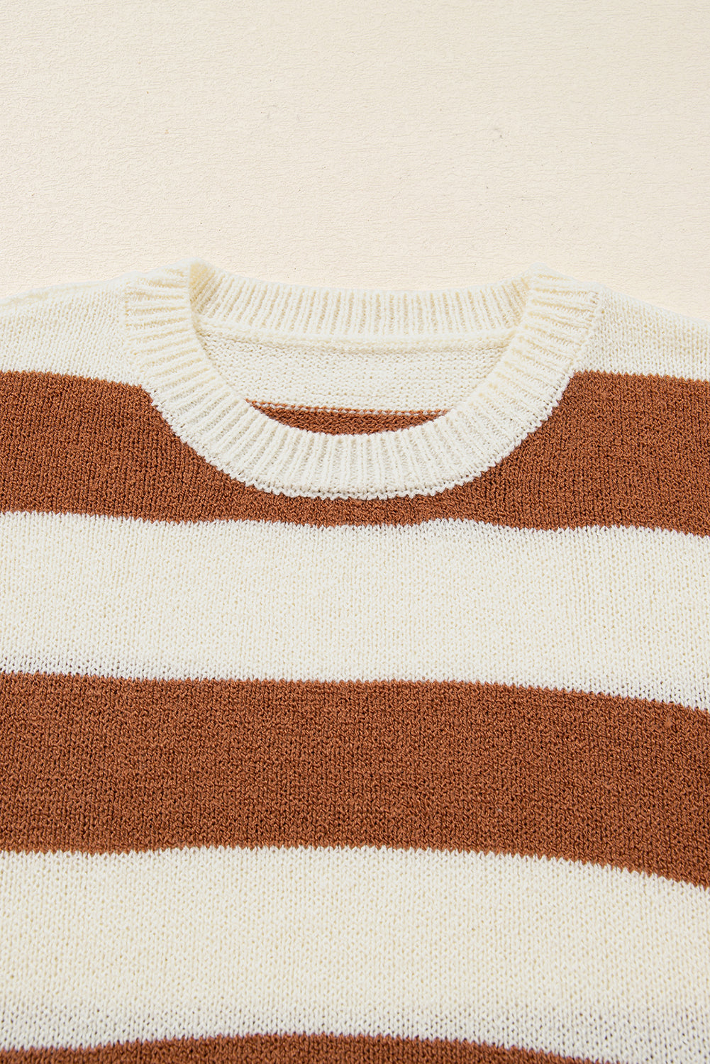 Brown Stripe Patchwork Baggy Sweater With Drop Shoulder Dear-Lover Dropshipping