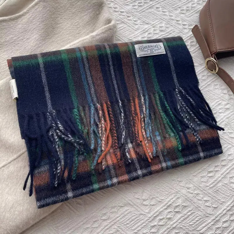 Wool Plaid Tassel Scarf Simply Love