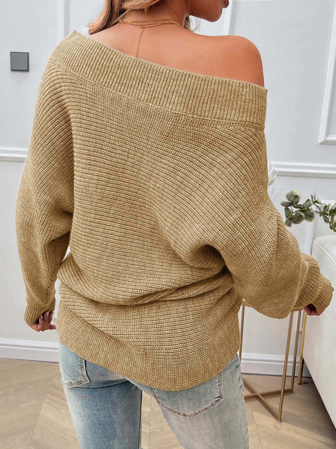 Pearl Detail Long Sleeve Sweater.