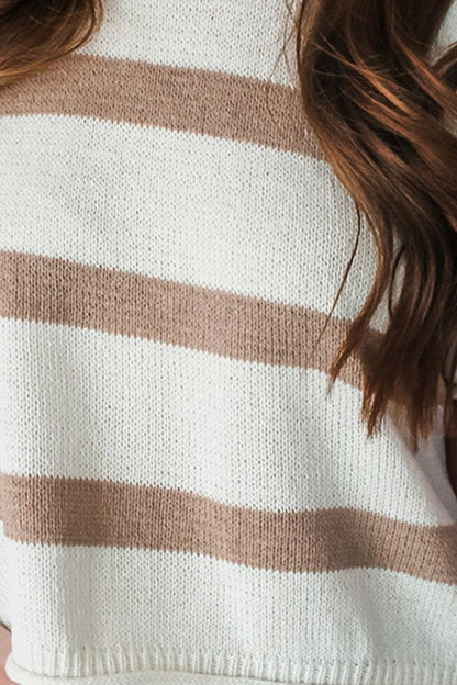 Striped Round Neck Short Sleeve Knit Top.