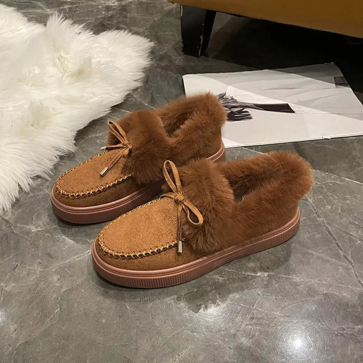 Fuzzy Round Toe Slip-Ons Simply Love