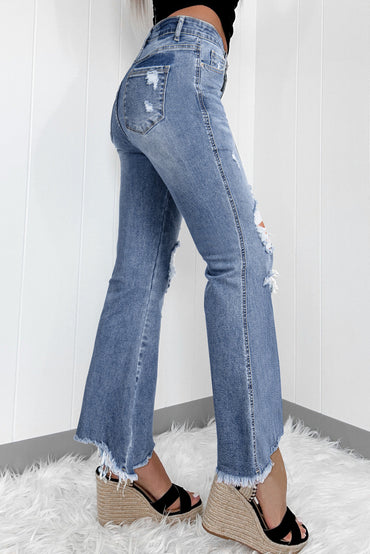 Dusk blue high-rise flared jeans