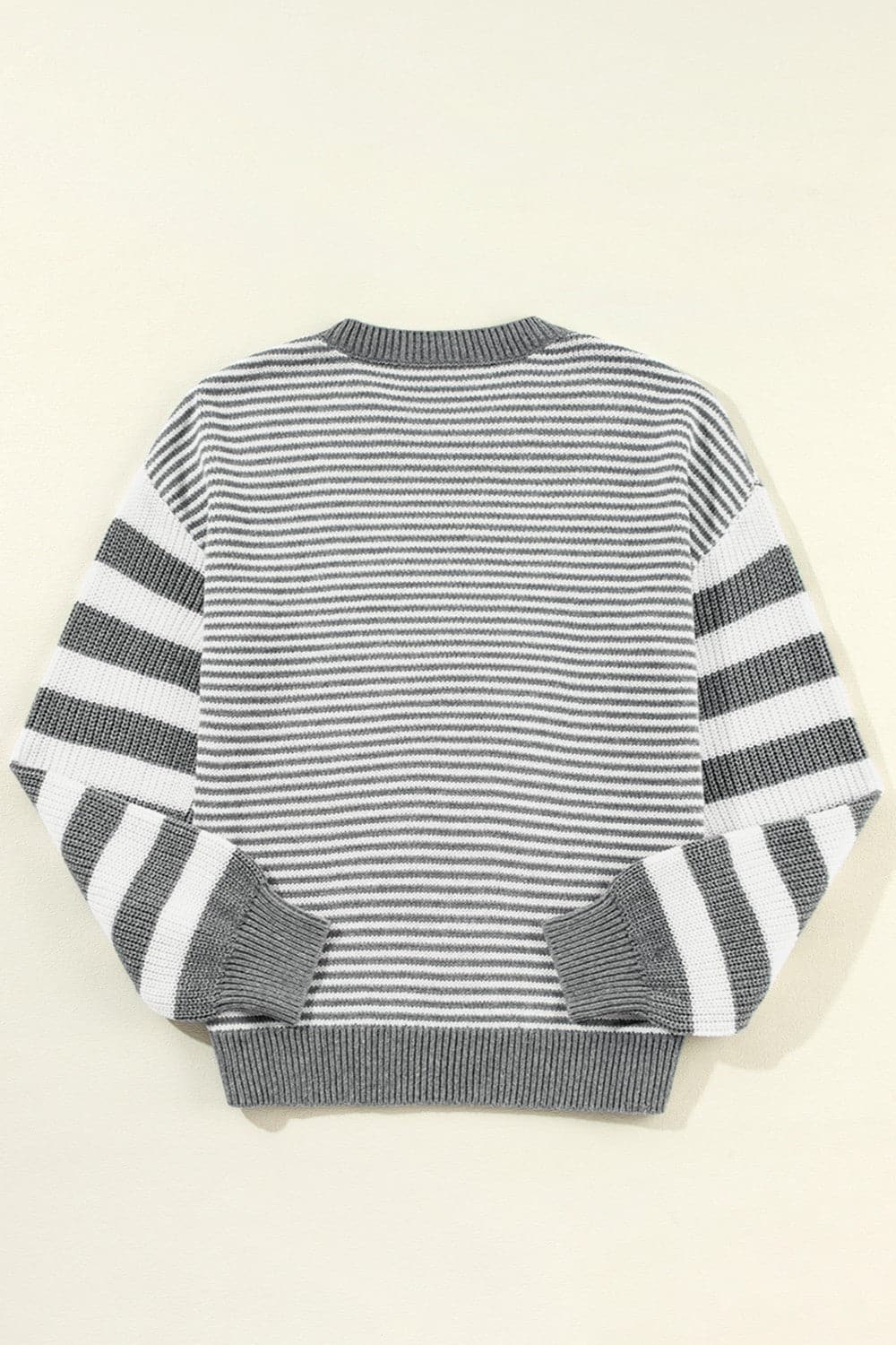 Striped Round Neck Long Sleeve Sweater.